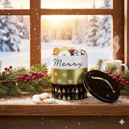 KAMACA 3er Set Keksdosen aus Metall mit Deckel – Praktische Plätzchen Aufbewahrung für Weihnachten, Advent und Winter