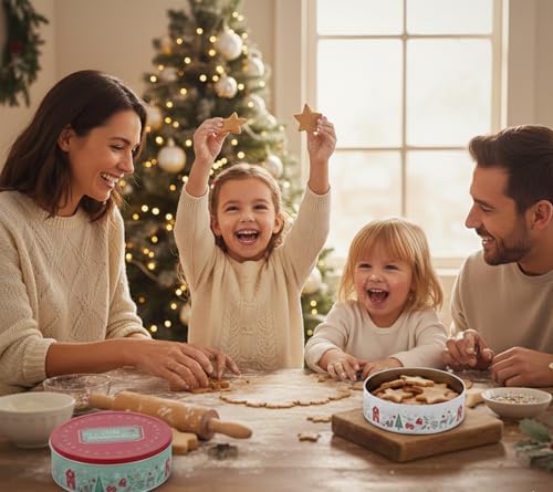 KAMACA 3er Set Keksdosen aus Metall mit Deckel – Praktische Plätzchen Aufbewahrung für Weihnachten, Advent und Winter