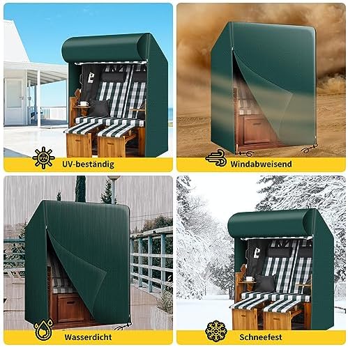 PATIO PLUS Strandkorb Schutzhülle wetterfest & UV-beständig für den perfekten Schutz im Freien – 135x105x175/140cm