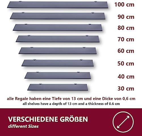 Euro Klarglas Duschregal - 6mm ESG Sicherheitsglas für Badezimmer, elegante Wandmontage, verschiedene Größen verfügbar (