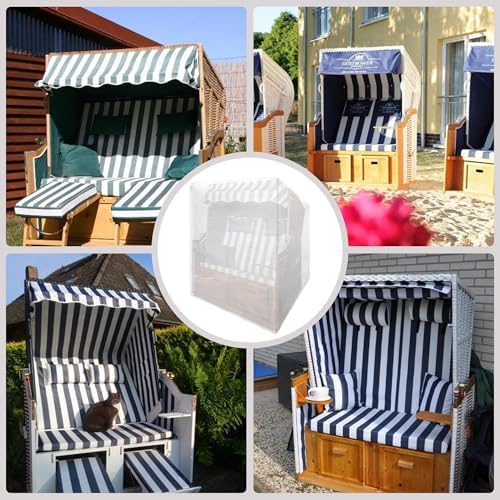 Funshot Strandkorb Schutzhülle Winterfest – Wasserdichte Abdeckhaube für Outdoor-Möbel, Grün, 125x90x165/135cm