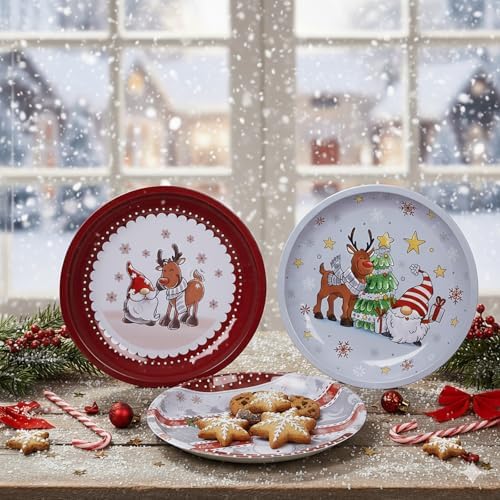 KAMACA 3er Set Keksdosen aus Metall mit Deckel – Praktische Plätzchen Aufbewahrung für Weihnachten, Advent und Winter