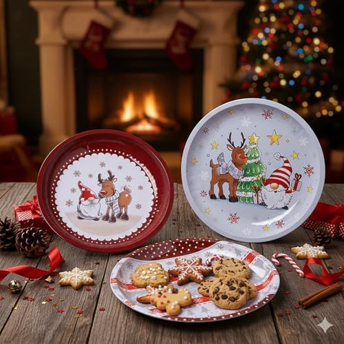 KAMACA 3er Set Keksdosen aus Metall mit Deckel – Praktische Plätzchen Aufbewahrung für Weihnachten, Advent und Winter