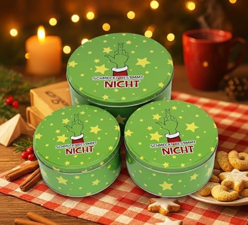 KAMACA 3er Set Keksdosen aus Metall mit Deckel – Praktische Plätzchen Aufbewahrung für Weihnachten, Advent und Winter