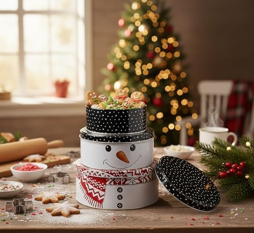 KAMACA 3er Set Keksdosen aus Metall mit Deckel – Praktische Plätzchen Aufbewahrung für Weihnachten, Advent und Winter