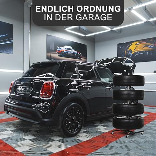 Bonsport Felgenbaum XL für bis 295mm Autoreifen - Belastbar bis 150 kg mit 8 Reifenmarkierern - Praktischer Reifenstände