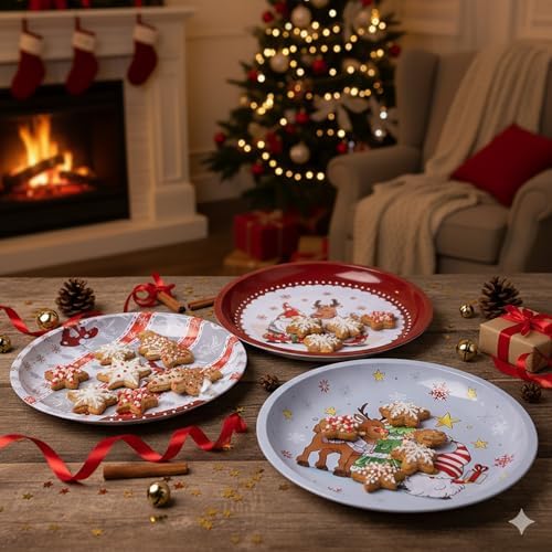 KAMACA 3er Set Keksdosen aus Metall mit Deckel – Praktische Plätzchen Aufbewahrung für Weihnachten, Advent und Winter