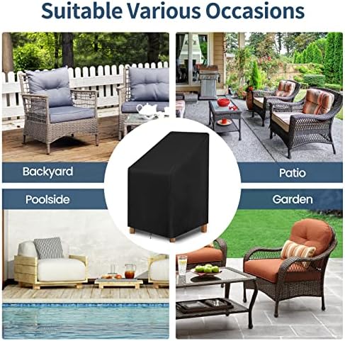 GARPROVM Schutzhülle für Gartenstühle - Wasserdichte Abdeckung für 2 Stapelstühle, Wetterfest & Robust für Balkon und Ga