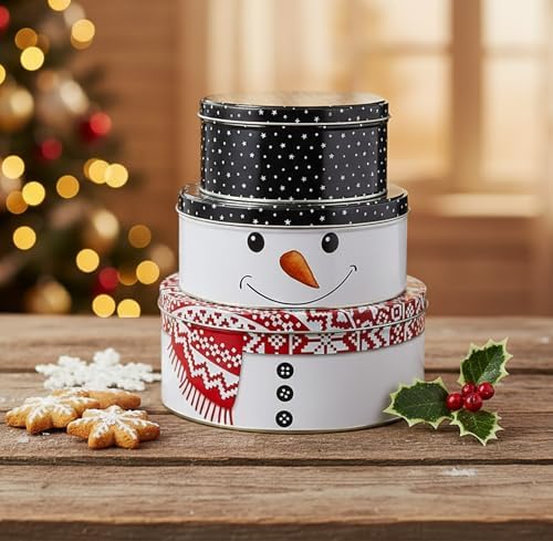 KAMACA 3er Set Keksdosen aus Metall mit Deckel – Praktische Plätzchen Aufbewahrung für Weihnachten, Advent und Winter