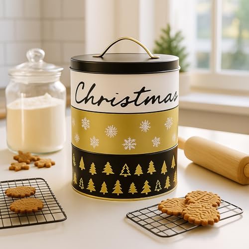 KAMACA 3er Set Keksdosen aus Metall mit Deckel – Praktische Plätzchen Aufbewahrung für Weihnachten, Advent und Winter