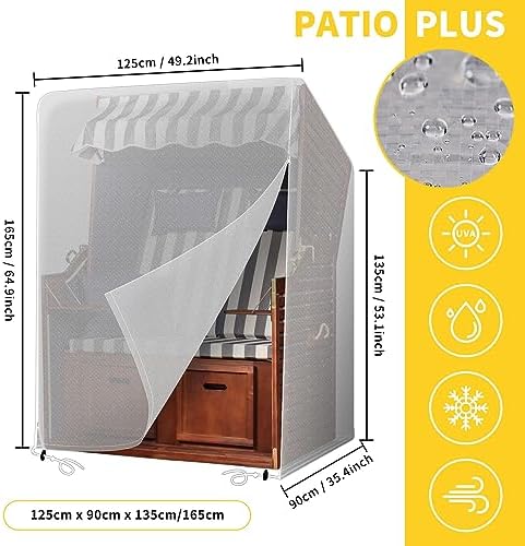 PATIO PLUS Strandkorb Schutzhülle wetterfest & UV-beständig für den perfekten Schutz im Freien – 135x105x175/140cm