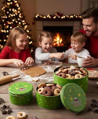 KAMACA 3er Set Keksdosen aus Metall mit Deckel – Praktische Plätzchen Aufbewahrung für Weihnachten, Advent und Winter
