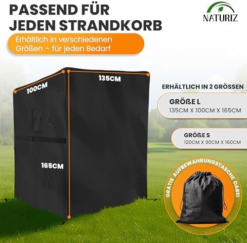 Naturiz® Premium Strandkorb Schutzhülle – Wetterfest & UV-beständig für den Winter – 600D Oxford mit Belüftungsfenstern,