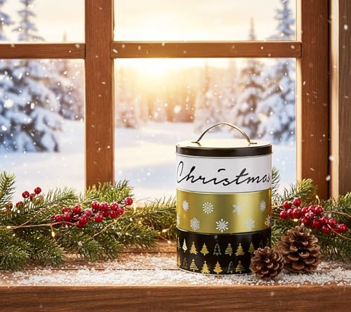 KAMACA 3er Set Keksdosen aus Metall mit Deckel – Praktische Plätzchen Aufbewahrung für Weihnachten, Advent und Winter