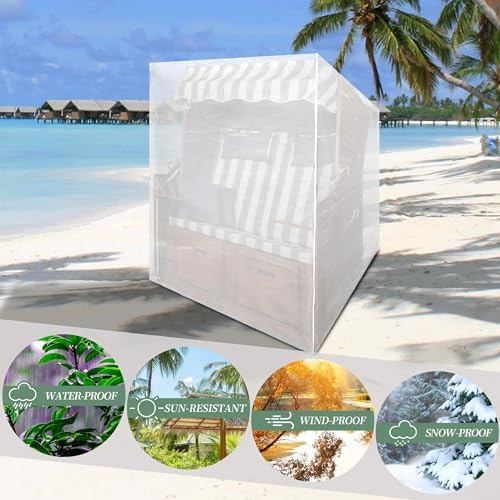 Funshot Strandkorb Schutzhülle Winterfest – Wasserdichte Abdeckhaube für Outdoor-Möbel, Grün, 125x90x165/135cm