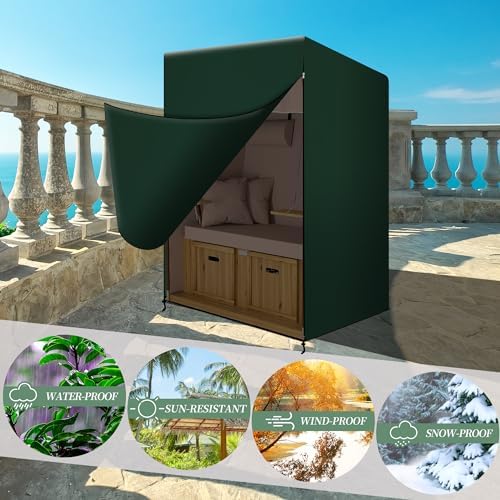 Funshot Strandkorb Schutzhülle Winterfest – Wasserdichte Abdeckhaube für Outdoor-Möbel, Grün, 125x90x165/135cm