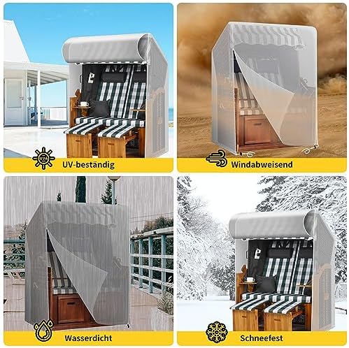 PATIO PLUS Strandkorb Schutzhülle wetterfest & UV-beständig für den perfekten Schutz im Freien – 135x105x175/140cm
