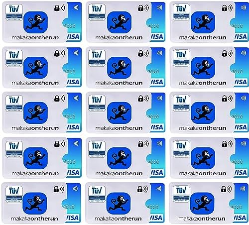 MakakaOnTheRun 15 Stk RFID Blocker Kartenhülle & Reisepass Hülle für sicheren Reisen - TÜV geprüft, ideal für Geldbörsen