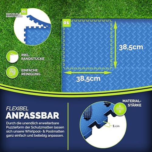 tillvex® Pool Bodenschutzmatte 24 Stück | Wärmeschutz für Pool & Planschbecken | Rutschfeste Unterlage für Outdoor-Spaß